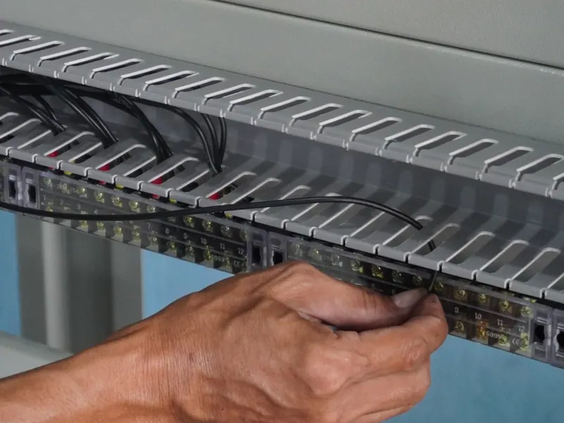 Penarikan kabel di cable duct panel